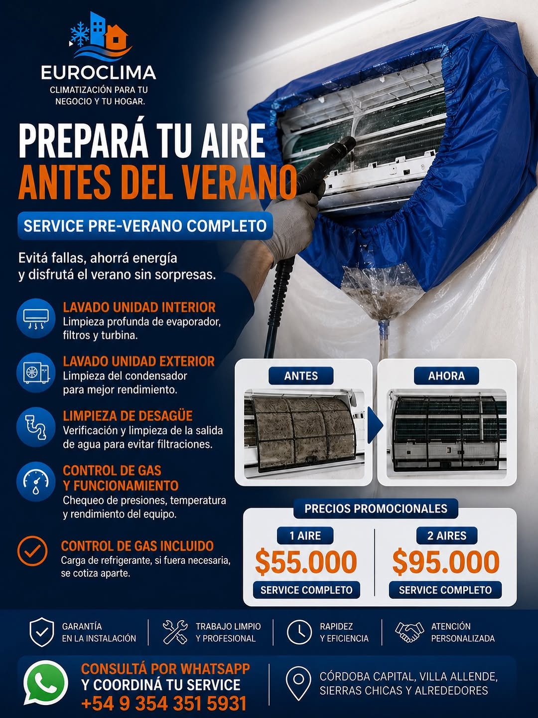 Limpieza profesional de aire acondicionado